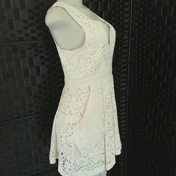 Free People Cream V neck Lace Dress - Picture 4 of 8